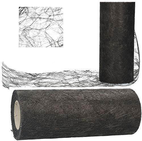AmaCasa Tischläufer Sizoweb 20cm/25m Tischband Hochzeit Kommunion (Schwarz)