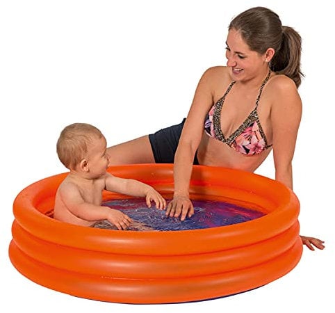 NET TOYS Tolles Baby Planschbecken - Orange 100 x 100 x 23 cm - Schönes Kleinkinder-Badespielzeug Aufblasbarer Ring-Pool für die heißen Tage - Bestens geeignet für Garten & Im Freien