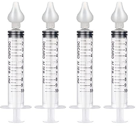 4 Stück Baby-Nasendusche, tragbares Nasenreiniger-Spülgerät für Säuglinge mit reinigbarem und wiederverwendbarem Silikon-Nasensauger (10 ml)