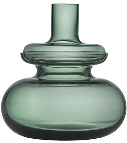 Zone Denmark Inu Vase – Mundgeblasenes Glas – Zweiteilig Wende-Design – Skandinavische Deko – Durchm. 23 cm, Höhe 25 cm – Moosgrün