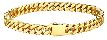 Bestyle Bracelet Homme Gourmette Or Acier Inoxydable Cubain Hip Hop Grosse 5mm Longueur 19cm Bijou Cadeau Père Mari Ami