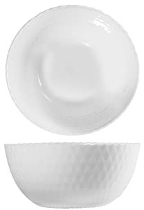 HOME Arc Pampille - Juego de 6 copas de ópalo blanco, 13 cm, efecto diamante