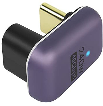 QIANRENON 240 W 40 Gbps USB C U förmiger Adapter USB 4.0 Type C Stecker auf Buchse 180 Grad Winkelanschluss, LED-Anzeige 8K @ 60HZ Audio- und Videoübertragung, für Smartphone Laptop Tablet