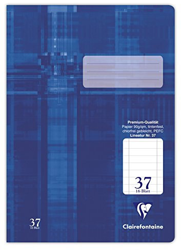 Clairefontaine 331637C - Packung mit 25 Heften ideal für die Schule, DIN A4, 32 Blatt, 90g, Lineatur 37 durchgehend liniert mit Rand gelocht, Blau, 1 Pack