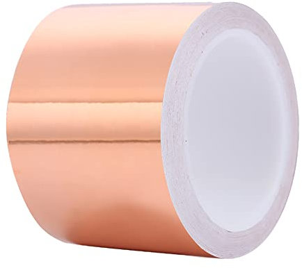 TopHomer 80mm Breite Kupferfolienband, Kupferband Schneckenabwehr Einseitig Leitfähiges EMI Abschirmband, Selbstklebendes Kapton Tape für Erdung, Musikinstrumente, Gärten, 20M Länge