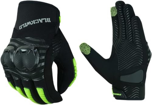 BLACKWILD Motorrad Handschuhe, Touchscreen Motorradhandschuhe für Motorradrennen, Mountainbike, Motorcross, Klettern, Wandern und andere Outdoor Sportarten und Aktivitäten (Schwarz Grün, XS)