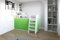 Marlux-Meble Hochbett JSM-1 80x190 TREPPE RECHTS 129 cm Hoch mit Kleiderschrank Schreibtisch Schränke Matt Funktionsbett Etagenbett Stockbett Kinderhochbett Jugendhochbett (Limette Matt)