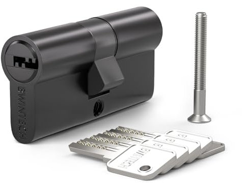 Bwintech 1 Pcs 100mm (40/60) style européen cylindre de serrure en laiton, clé/clé cylindre de serrure avec 5 clés en laiton horizontales, anti - Pick, anti - perçage, anti - collision, surface noire