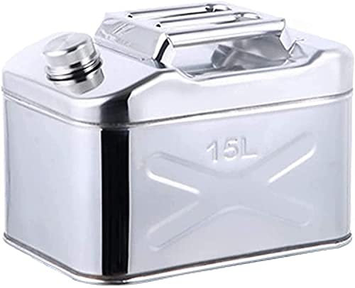 UCCE Bidons d'essence 15L Bidon de Carburant en métal Portable Réservoir d'essence en Acier Inoxydable 304 avec Tube de Guidage d'huile Joint Anti-Fuite Stockage Carburant Con