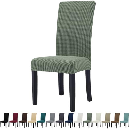 YSTELLAA Stuhlhussen 4er Set, Stretch Stuhlbezug Für Esszimmerstühle, Abnehmbarer Waschbarer stuhlhusse, Stuhlbezüge Elastisch, Hussen Für Stühle Für Hotel, Küche Restaurant, Hellgrün