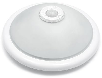 KOLORENO Aufputz Rundpaneel 2xE27 - Runde Wandlampe mit Bewegungs- und Dämmerungssensoren - Ladenlampe - Oberputz-LED-Panel - Einfache Installation - 31x31x10 [cm] - Weiß