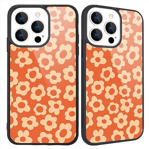 Idocolors Compatible with iPhone 11 Case Orange Daisy Flower for Girls Women, Hard Back Cover with Orange Floral Cute Art Design Soft TPU Bumper Protective Phone Case for iPhone 11