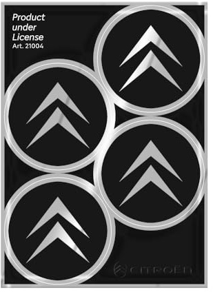 4R Quattroe+C7:C76rre.it Citroen Aufkleber für Radkappen, offizielles Old, 4 Logos, 48 mm, Schwarz