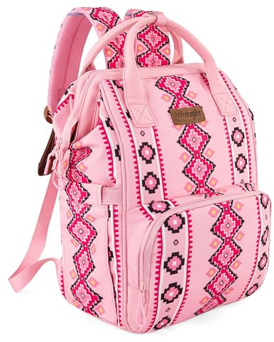 Wrangler Aztec - Zaino da viaggio con tracolla per passeggino e tasche laterali per biberon, Rosa Angelo, Zaini Daypack