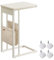 VASAGLE Beistelltisch, Sofatisch mit Rollen, C Form, Couchtisch klein, Stofftasche, verstellbare Füße, Schlafzimmer, Wohnzimmer, cremeweiß LET357W77