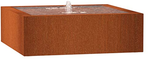 ADEZZ Wassertisch Corten-Stahl Rost braun/orange Wasserspiel mit Pumpe und LED Verschiedene Größen 500x100x40 cm (5 Edelstahldüsen)