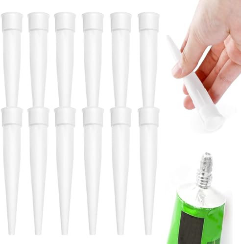 Reccisokz 12 Pezzi Beccucci Silicone,Beccuccio Per Silicone Per Pistola Silicone,Cartucce Silicone,Punte Di Ricambio Per Sigillante Adesivo e Pistola Per Silicone