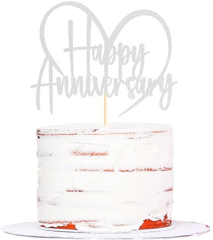 Sumerk 1 Stück Happy Wedding Anniversary Cake Topper Golden Wedding Cake Toppers Wedding Cake Decorations Cake Topper Mr Mrs Anniversary Party Cake Decoration Sliver