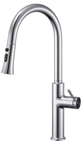 RONMX Wasserhahn Küche, RF0267 Modern Küchenarmatur Ausziehbar, 2 Modi Armatur Küche, Küchenarmatur Mischbatterie, Spültischarmatur Küche, Kaltwasserstart, Dauerhaft