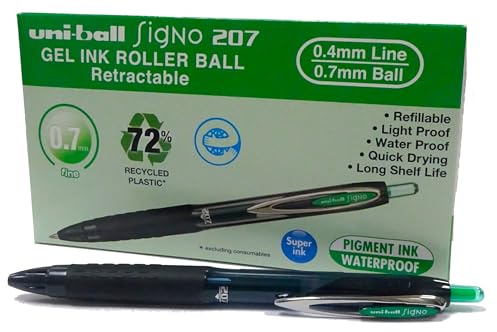 Uni-Ball Rollerball Signo UMN-207E Gel-Tinte, Grün, 0,7 mm, Box, 12 Stück