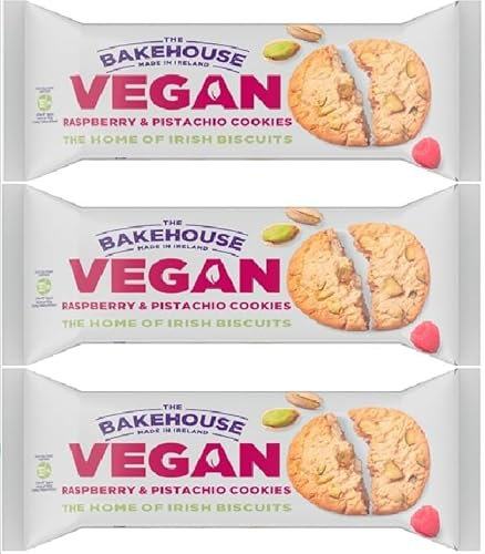 Bakehouse Vegan Cookies Biscuits Luxury Selection, 3 Mixed Raspberry & Pistachio, Chocoalate & Orange and Cocoa & Hazelnut 220g each by Zamfoods, Gift pack for all Occasions (3, Raspberry Pistachio)