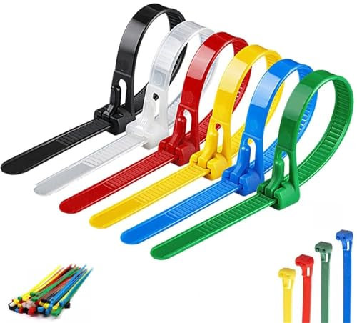 100PCS Buckle Self-Locking Premium Nylon Cable Wire Ties, Adjustable Zip Ties Straps Fastening Loop, Self Locking Nylon Cable Ties, Reusable Plastic Nylon Cable Ties (8x300mm)