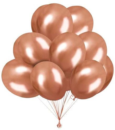 Ledeak 50 Pezzi Palloncini Rose Gold, 10 Pollice Palloncini Metallo Festa Dorati, Lattice Elio Palloncino per Festa di Laurea Anniversario Decorazioni Compleanno Feste Matrimonio (Oro Rosa)