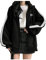 QUINTRA Kapuzenpullover Damen Lässig Schwarz Langarm Reißverschluss Sweatshirt Kapuzenjacke mit Taschen (Black, XXL)