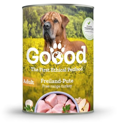 Goood - Adult Freiland-Pute - Nassfutter, Hundefutter - mit regionaler Gerste und Pastinake - Weizenfrei, Ohne Konservierungsstoffe - 12 x 400 g