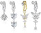 IETWATE 4 Pièces Faux Piercing Nombril Or et Argent, Faux Percing au Nombril Cœur Papillon, Non Piercing Nombril Grossesse, Faux Percing au Nombril Zircon Incrusté de Cuivre, pour Femmes Filles