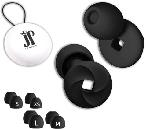 Ultra Soft Noise Cancelling Ear Plugs for Sleep with 4 Sizes Ear Tips (XS/S/M/L) & Travel Case |-33dB Reusable Silicone Earplug for Sleeping – Maximum Hearing Protection (Black, Small)