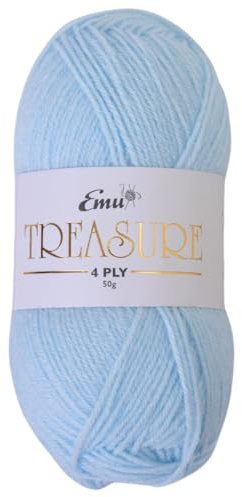 Emu Treasure 4 Ply Super Soft Nylon Blend Yarn 50g Ball 226m, Baby Blue - 506