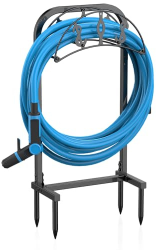Kesito Garden Hose Holder, Water Hose Holder with 4 Spikes, Hose Reel Holds 150ft Hose, Freestanding, Heavy Duty Hose Stand Hose Hanger Hose Storage Hose Organizer for Outside Lawn Yard
