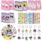 86Pcs Kuromi Regalos de Cumpleaños para Niños, Kuromi Set de Regalo con 12 Slap Pulseras, 12 Bolsas de Regalo, 12 Llaveros, 50 Pegatinas, Regalos de Fiesta Sanrio, Regalos de Cumpleaños para Niños