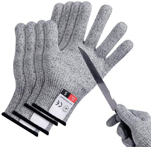 flintronic Schnittfeste Handschuhe, 2 Paar Schnittschutzhandschuhe küche, Schnitzhandschuhe für Erwachsene, Schnitthandschuhe Küche, Gartenhandschuhe, Schnittschutz Handschuhe, Level 5 Schutz(M+L)
