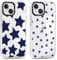 Foonary 2 Pack Transparent Blue Star Print Phone Case for iPhone 14/iPhone 13 6.1,Soft Silicone with Fashion Design Aesthetics Clear Pattern Cases, Shockproof Bumper Protector Girls Women Cover