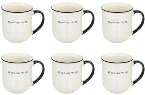 Paris Prix Secret de Gourmet - Lot de 6 Mugs Alix 38cl Blanc & Noir