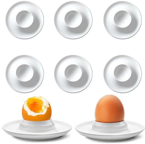 SinChic Eierbehälter,6 PCS Bruchsichere Eierbecher Weiss Eierständer mit Ablage Kunststoff Frühstück Eierhalter Weiß Eierbecher Lustig für Das Frühstücksei Küche Esszimmer