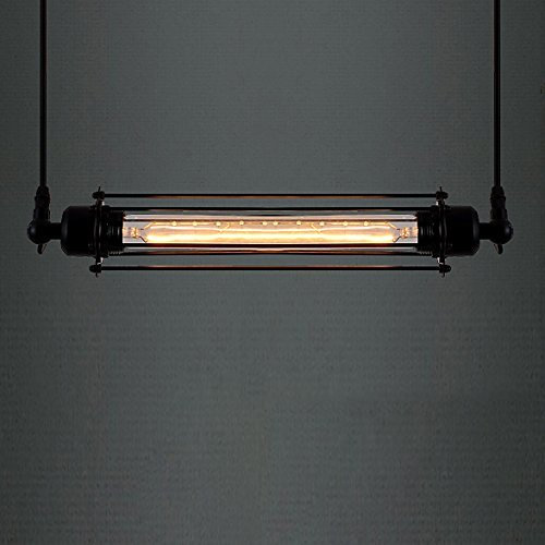 BLOOHK Lampada a sospensione a tubo industriale Lampada a sospensione a gabbia tubolare vintage con finitura in metallo nero, lampada a sospensione a vapore punk a vapore con lampadina Edison retrò pe