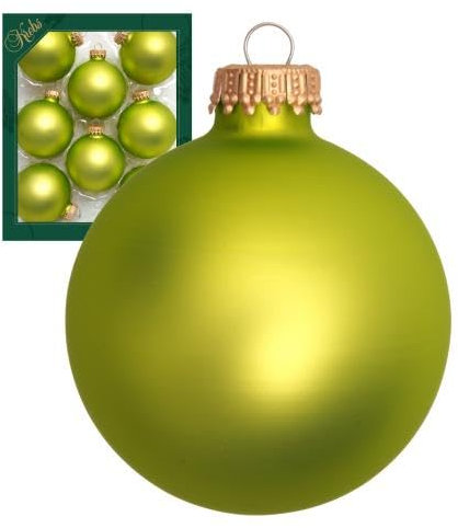 Krebs Glas Lauscha - Weihnachtsdekoration/Christbaumschmuck aus Glas - Unifarbende Kugeln Papagei Grün Samt - Menge: 8 Stück - Farbe: Hellgrün matt - Größe: ca. 7 cm