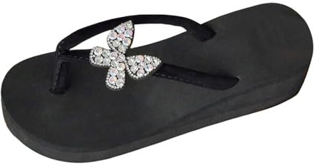 Générique Scarpe da spiaggia da donna, tacco alto 4 cm, pantofole piatte per vacanze al mare, sandali stivali in gomma Pro, Le Noir, 40 EU Large