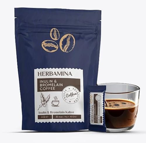 Herbamina Instant Functional Coffee Blend – 30 Sachets (90g) – Premium Herbal Coffee with Natural Plant Extracts – Energy & Focus Support
