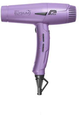 Parlux Elysium Hair Dryer Styling with 3 Speed & 3 Heat Settings (Lilac) | Lightweight & Compact Ionic Professional Hairdryer for Home & Salon Use. with 3 Styling Nozzles