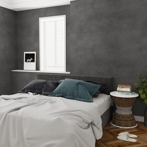 JSEVEM 122CM×9M Dark Grey Concrete Wallpaper Peel and Stick Thick Matte Textured Concrete Contact Paper Gray Cement Wallpaper Vinyl Wrap Waterproof Wall Sticker for Bedroom Bathroom Desk Table Office
