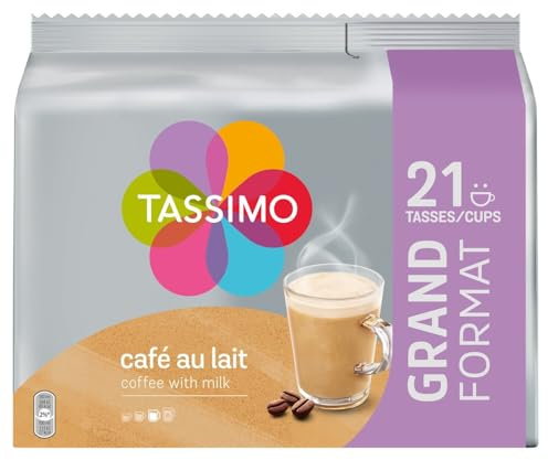 TASSIMO – Café au Lait Crémeux pour un Moment Doux, Dosettes Compatibles (Pack de 21) - Le Lot De 3