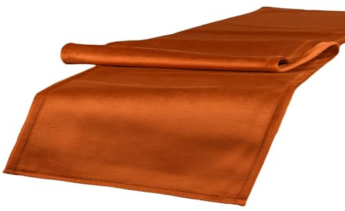 beties - Samt&Sonders Serie - Tischläufer ca. 40x140 cm; dekorative Jeansnaht, aus deutschem Unternehmen in hochwertiger Qualität, Farbe: Rost-Orange