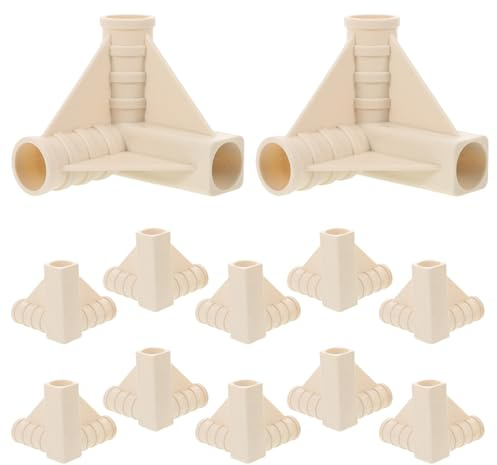 Alasum 12 Stück Abs Rohrverbinder für Zelte Canopy Langlebige Eckbeschläge für Outdoor Camping Gewächshäuser Beige