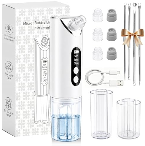 Solivive Electric Blackhead Remover Vacuum, Pore Vacuum Pore Cleaner with Comedone Extractor, Black Head Remover for Face, Rechargeable 3 Modes 6 Heads for Deep Cleansing and Hydrating