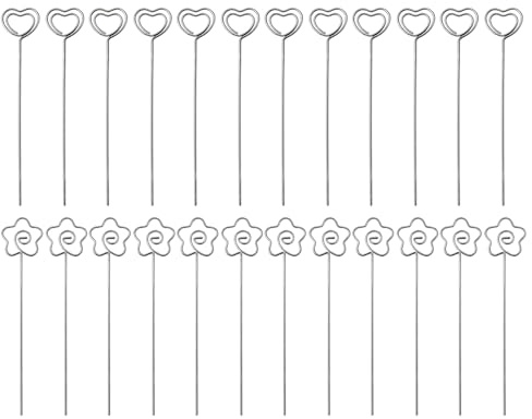 24Stück Metall Fotohalter,Metalldrähte Memo Clip,Blumen Tischkartenhalter,Herzförmige Notizklammer,für Blumensträuße,Hochzeiten,Partys und Feiern