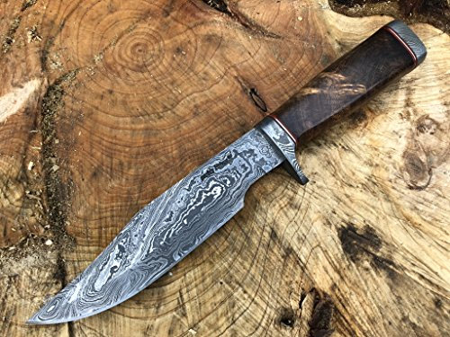 Perkin Knives WHDS, coltello da caccia damascato, con fodero